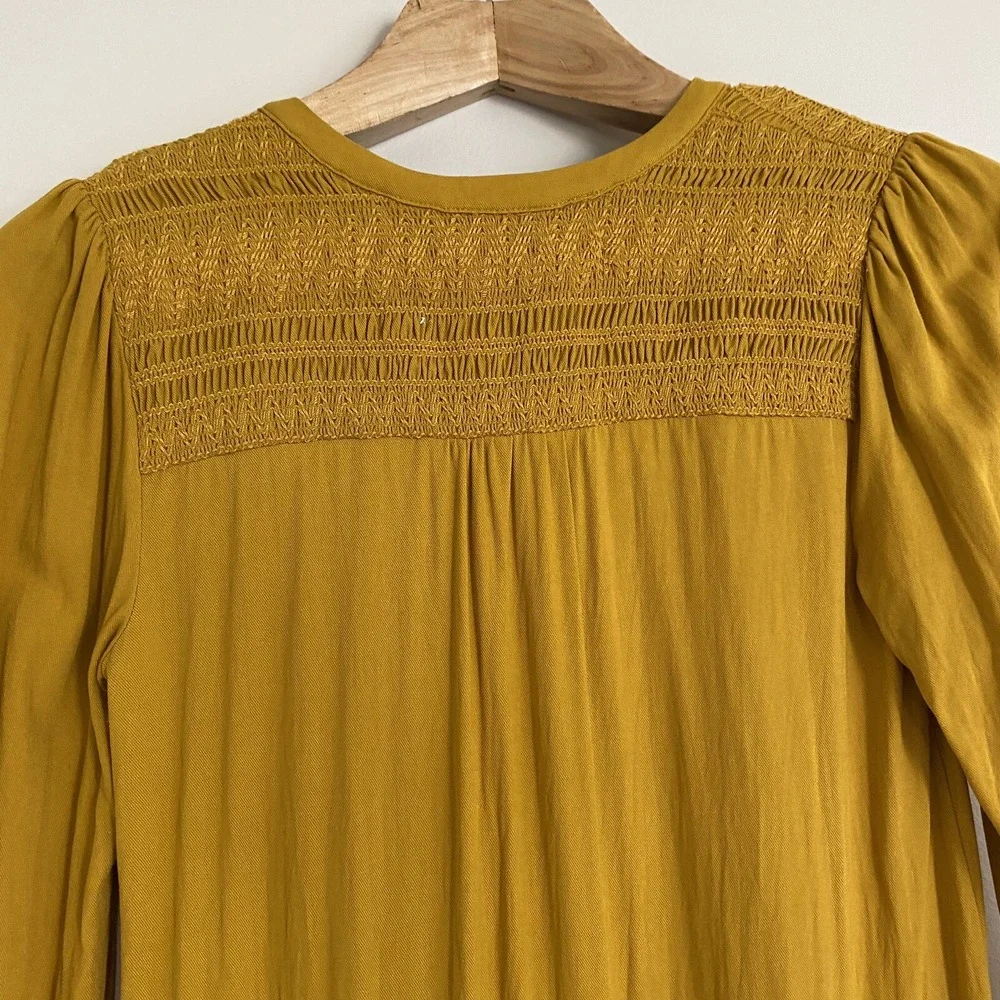 Maeve by Anthropologie Ragonda Yellow Tunic Dress Long Sleeve‎ Women's size 8